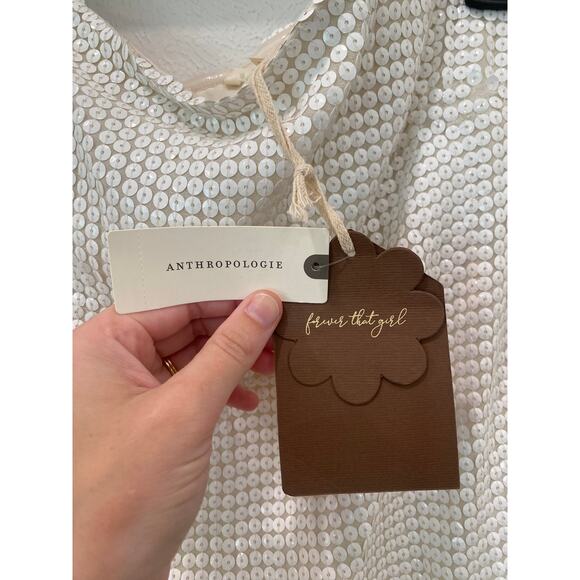 Anthropologie Forever That Girl White Sequin Midi Strapless Dress Small NWT - Picture 10 of 13